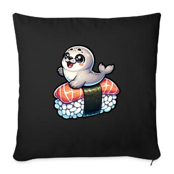 Animal Marin, Animal Marin, Océan, Mangeur De Sushi, Sceau - Housse de coussin décorative 45 x 45 cm - noir - Devant