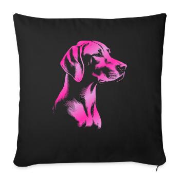 Magyar Vizsla dessin tête rose - Housse de coussin décorative 45 x 45 cm - noir - Devant