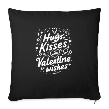 Hugs Kisses Valentine Wishes - Sofa pillowcase 17,3'' x 17,3'' (45 x 45 cm) - black - Front