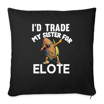 Elote Girl Women Elote Mexican Corn Food Comida - Sofa pillowcase 17,3'' x 17,3'' (45 x 45 cm) - black - Front