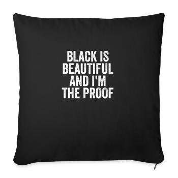 Le noir est beau et je suis la preuve que les droits des Noirs sont des jeux de mots - Housse de coussin décorative 45 x 45 cm - noir - Devant