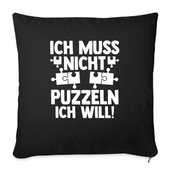 Puzzlefan Puzzler Puzzleteile Puzzle - Sofakissenbezug 45 x 45 cm - Schwarz - Vorne