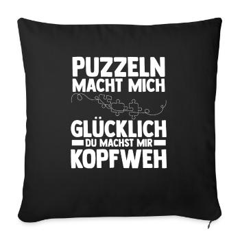 Puzzlefan Puzzler Puzzleteile Puzzle - Sofakissenbezug 45 x 45 cm - Schwarz - Vorne