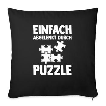 Puzzlefan Puzzler Puzzleteile Puzzle - Sofakissenbezug 45 x 45 cm - Schwarz - Vorne