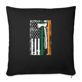 Irlandais Américain Drapeau US pompier hache feu - Housse de coussin décorative 45 x 45 cm - noir - Devant