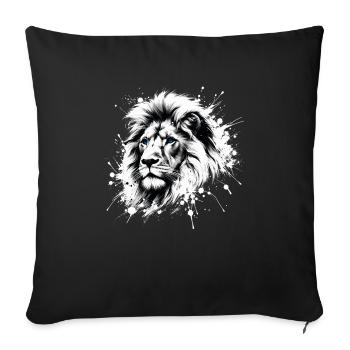 Lion Head with Blue Eyes - Lover Lions - Sofa pillowcase 17,3'' x 17,3'' (45 x 45 cm) - black - Front