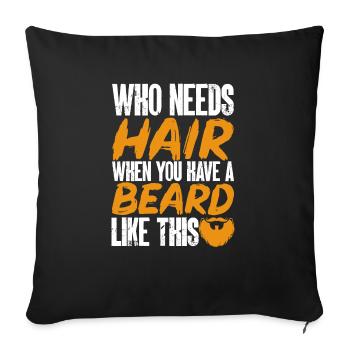 Bald Head Baldness Beard Bald Head - Sofa pillowcase 17,3'' x 17,3'' (45 x 45 cm) - black - Front