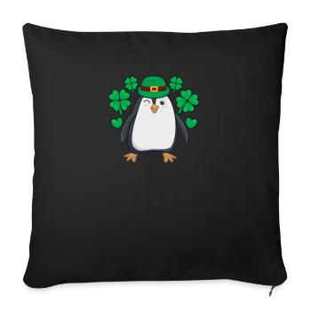 Pingouin irlandais Leprechaun Animal oiseau mignon - Housse de coussin décorative 45 x 45 cm - noir - Devant