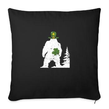 Irlandais Bigfoot Sasquatch Shamrock Drôle - Housse de coussin décorative 45 x 45 cm - noir - Devant