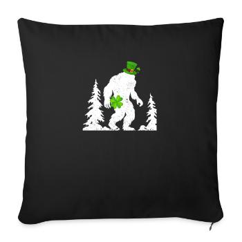 Irlandais Bigfoot Sasquatch Shamrock Drôle - Housse de coussin décorative 45 x 45 cm - noir - Devant