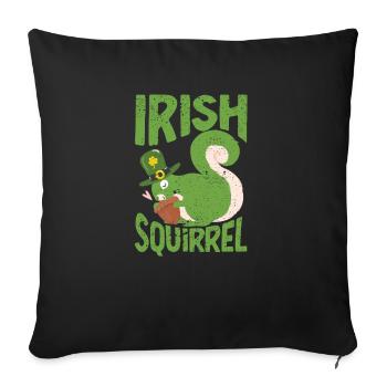 Écureuil irlandais vert mignon St Patricks - Housse de coussin décorative 45 x 45 cm - noir - Devant