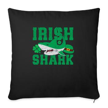 Requin irlandais vert drôle St Patrick’s Day Animal - Housse de coussin décorative 45 x 45 cm - noir - Devant