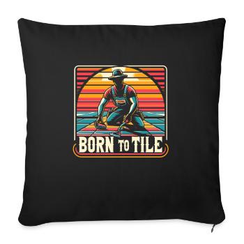 Tiler Flooring Job Tiler - Sofa pillowcase 17,3'' x 17,3'' (45 x 45 cm) - black - Front