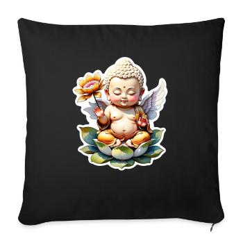 Baby Buddha - meditation yoga relaxation - Sofa pillowcase 17,3'' x 17,3'' (45 x 45 cm) - black - Front