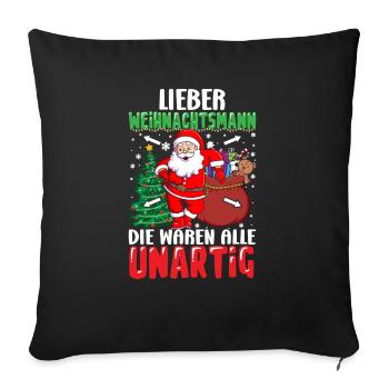 Weihnachtsmann Weihnachten Heiligabend Geschenk - Sofakissenbezug 45 x 45 cm - Schwarz - Vorne