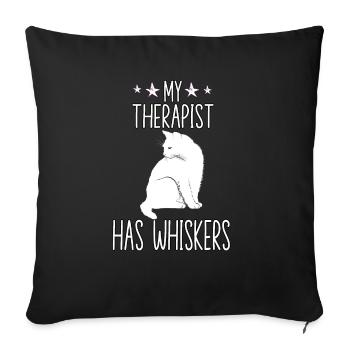 Mon thérapeute a des moustaches chat disant chat - Housse de coussin décorative 45 x 45 cm - noir - Devant