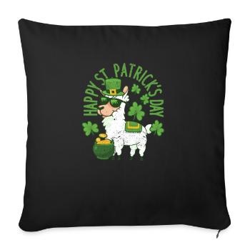 Happy St. Patrick's Day Llama Green Alpaca Lucky - Sofa pillowcase 17,3'' x 17,3'' (45 x 45 cm) - black - Front