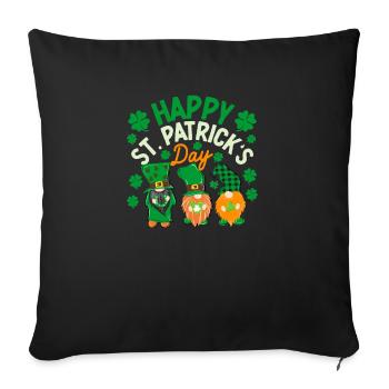 Trois Gnomes irlandais trèfle St Patrick jour chanceux - Housse de coussin décorative 45 x 45 cm - noir - Devant