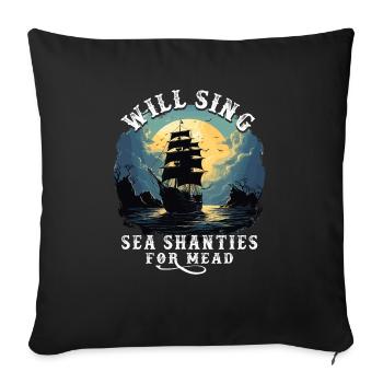 Song Sea Shanty Design Pour Amour Chantant Bottes - Housse de coussin décorative 45 x 45 cm - noir - Devant