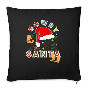 Noël - Salut Père Noël - Bonnet rouge - Housse de coussin décorative 45 x 45 cm - noir - Devant