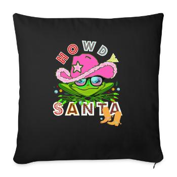 Noël - Salut Père Noël - Bonnet rouge - Housse de coussin décorative 45 x 45 cm - noir - Devant