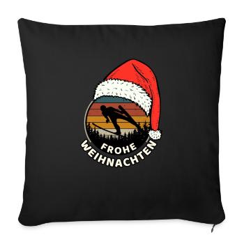Weihnachts-T-Shirt mit Skisprung-Motiv - Sofakissenbezug 45 x 45 cm - Schwarz - Vorne