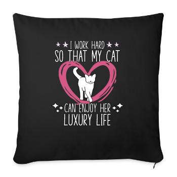Chat drôle disant propriétaire de chat motif de - Housse de coussin décorative 45 x 45 cm - noir - Devant