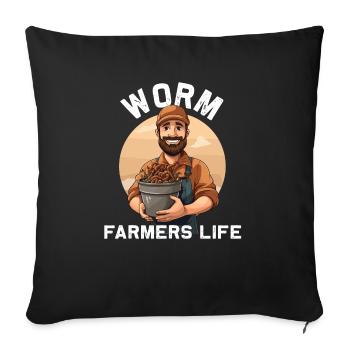 Earthworm -Handworm -Agriculture - Sofa pillowcase 17,3'' x 17,3'' (45 x 45 cm) - black - Front