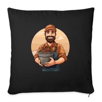 Earthworm -Handworm -Farmer -Worm - Sofa pillowcase 17,3'' x 17,3'' (45 x 45 cm) - black - Front