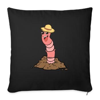 Funny Earthworm Composting Worm Farmer - Sofa pillowcase 17,3'' x 17,3'' (45 x 45 cm) - black - Front