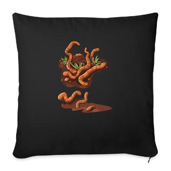 Earthworm Vermicompost Worm Farmer's Worm - Sofa pillowcase 17,3'' x 17,3'' (45 x 45 cm) - black - Front