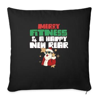 Merry Fitness And A Happy New Rear Christmas Gym - Sofa pillowcase 17,3'' x 17,3'' (45 x 45 cm) - black - Front