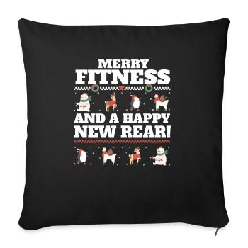 Merry Fitness And A Happy New Rear Christmas Gym - Sofa pillowcase 17,3'' x 17,3'' (45 x 45 cm) - black - Front