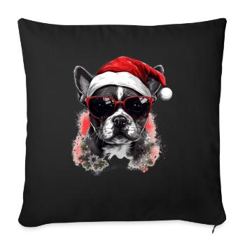 French Bulldog Christmas Dog in the Snow - Sofa pillowcase 17,3'' x 17,3'' (45 x 45 cm) - black - Front