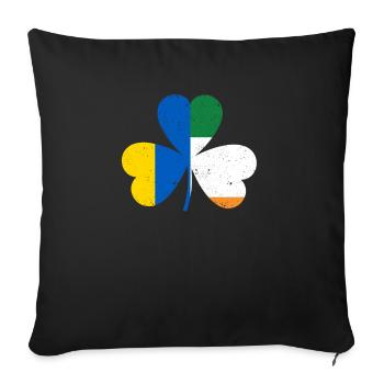 Trèfle drapeau ukrainien irlandais - Housse de coussin décorative 45 x 45 cm - noir - Devant