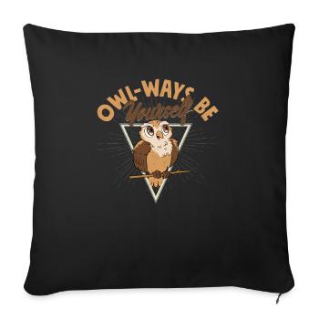 Owl-ways Soyez vous-même Oiseaux de nuit Oiseau nocturne - Housse de coussin décorative 45 x 45 cm - noir - Devant