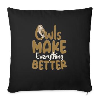 Les hiboux rendent tout meilleur Noctambule Nocturne Bi - Housse de coussin décorative 45 x 45 cm - noir - Devant