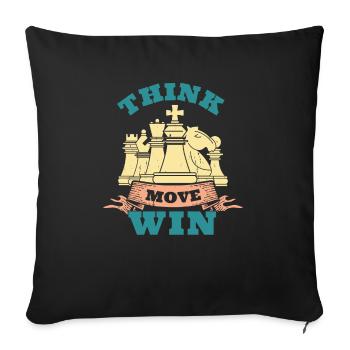 Échecs, Penser, Bouger, Gagner, Club des Maîtres d’Échecs - Housse de coussin décorative 45 x 45 cm - noir - Devant