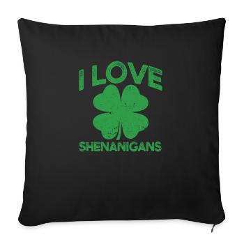 J’adore les drôles de trèfles irlandais de Shenanigan - Housse de coussin décorative 45 x 45 cm - noir - Devant