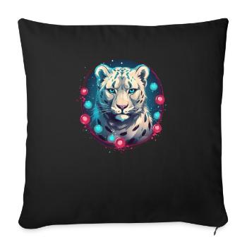 Schneeleopard Xmas Ornament, Liebe Leoparden - Sofakissenbezug 45 x 45 cm - Schwarz - Vorne