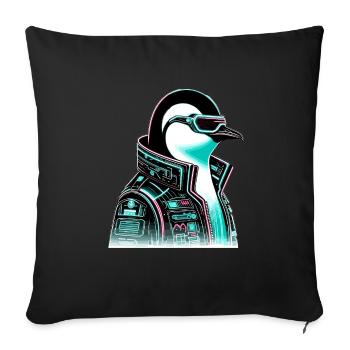 Cyberpunk Pingouin Conception graphique - Housse de coussin décorative 45 x 45 cm - noir - Devant