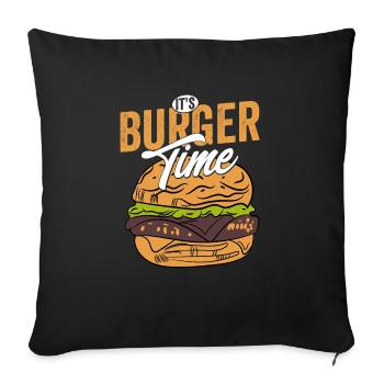 C’est l’heure du hamburger Hamburger Food Pain à la viande - Housse de coussin décorative 45 x 45 cm - noir - Devant