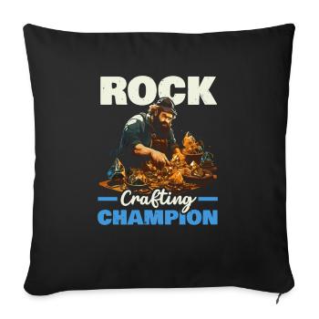 Lapidaire artiste pierres précieuses Pierre de collecte Pierre - Housse de coussin décorative 45 x 45 cm - noir - Devant