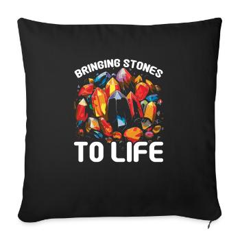 Lapidaire artiste pierres précieuses Pierre de collecte Pierre - Housse de coussin décorative 45 x 45 cm - noir - Devant