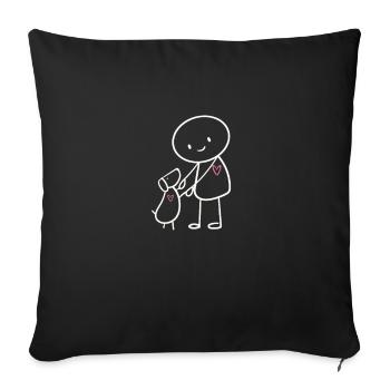 Dog stick figure dog owner walking dogs - Sofa pillowcase 17,3'' x 17,3'' (45 x 45 cm) - black - Front