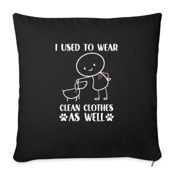 Figure de bâton mignonne propriétaire de chien - Housse de coussin décorative 45 x 45 cm - noir - Devant