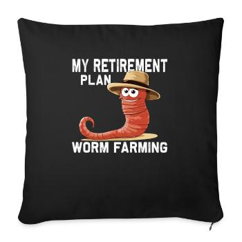 Funny Earthworm Worm Farmer Pension Plan - Sofa pillowcase 17,3'' x 17,3'' (45 x 45 cm) - black - Front
