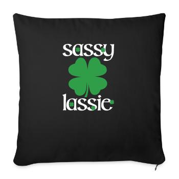 Sassy Lassie Irisches Erbe Irland Kleeblatt - Sofakissenbezug 45 x 45 cm - Schwarz - Vorne