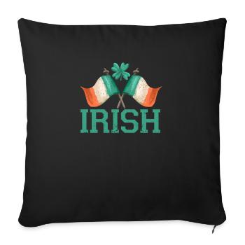 Drapeau irlandais patriotique Irlande trèfle feuille - Housse de coussin décorative 45 x 45 cm - noir - Devant
