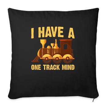 Train Single Line Mind Railroad Locomotive - Sofa pillowcase 17,3'' x 17,3'' (45 x 45 cm) - black - Front